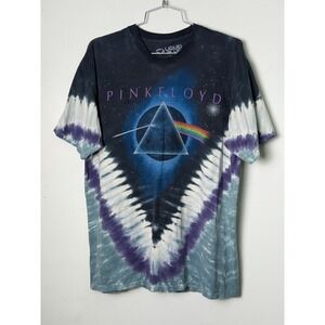 VTG Liquid Blue Pink Floyd Dark Side of the Moon Tie Dye T Shirt Men's Size L